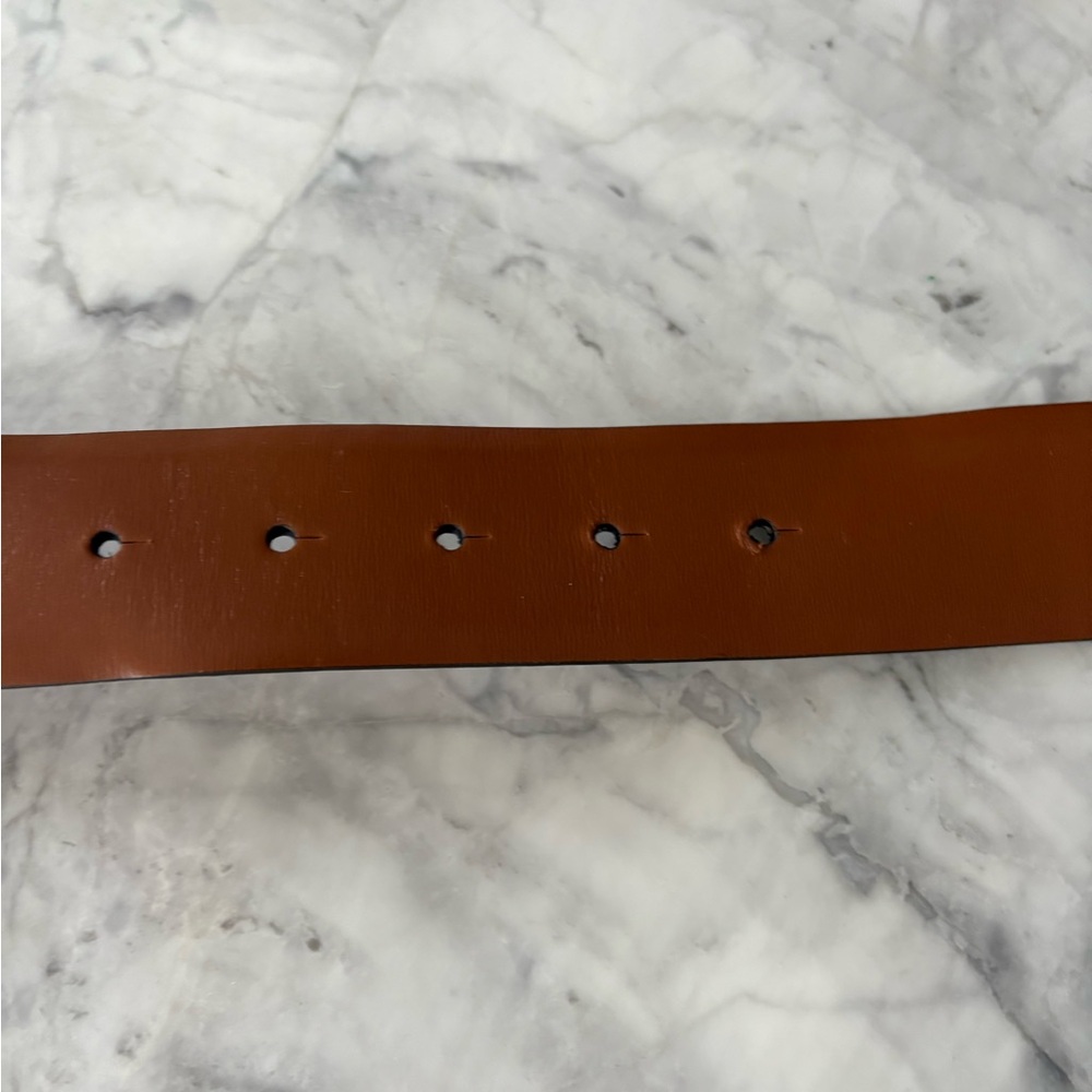 Valentino Tan/white Leather Belt with Gold hammered Logo Buckle - Picture 7 of 11